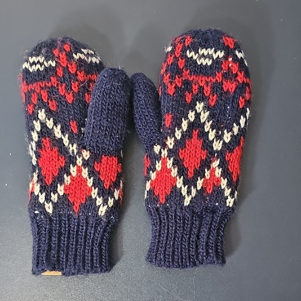 Helly Hansen Navy and Red Patterned Mittens - Picture 2 of 3